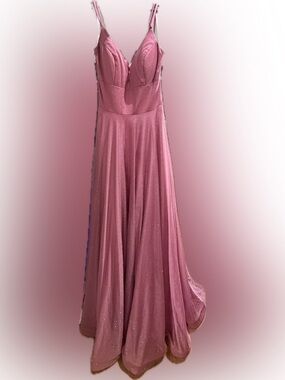 JVN by Jovani Mauve Glitter A-Line Prom Gown